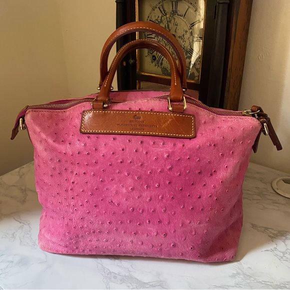Dooney & Bourke Pink Ostrich Satchel - Picture 2 of 8